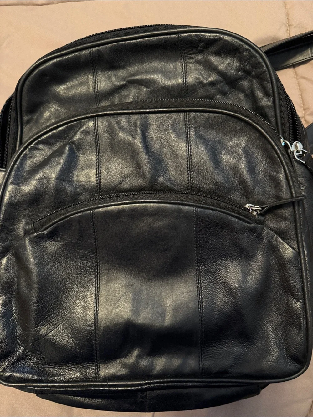 Black Leather Backpack Sling Bag